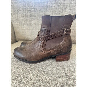 Ugg Krewe Ankle Boots Size 8 Chocolate Brown Leather Moto Harness Chelsea Bootie